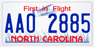 NC license plate AAO2885