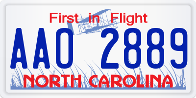 NC license plate AAO2889