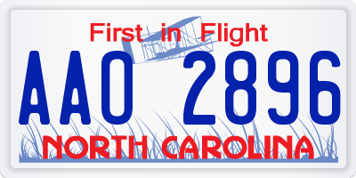NC license plate AAO2896