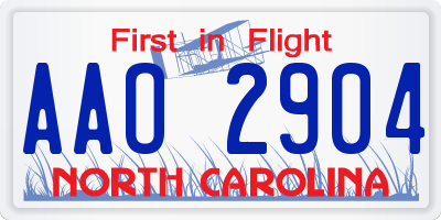 NC license plate AAO2904