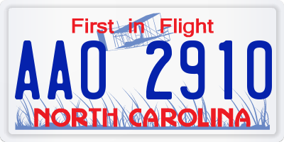 NC license plate AAO2910