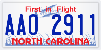 NC license plate AAO2911