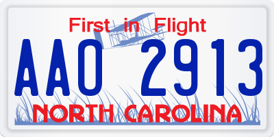 NC license plate AAO2913