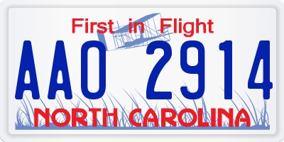 NC license plate AAO2914