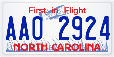 NC license plate AAO2924