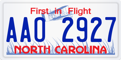 NC license plate AAO2927