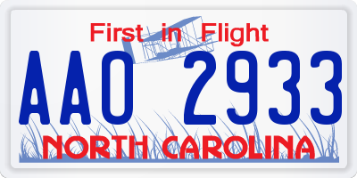 NC license plate AAO2933