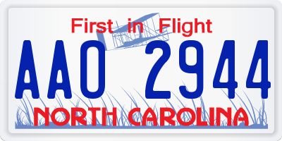 NC license plate AAO2944
