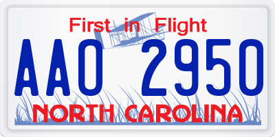 NC license plate AAO2950