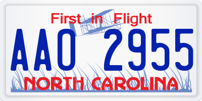 NC license plate AAO2955