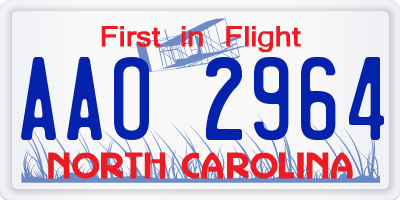 NC license plate AAO2964