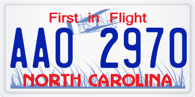 NC license plate AAO2970