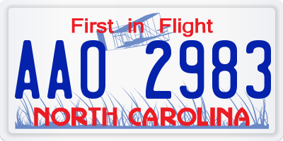 NC license plate AAO2983