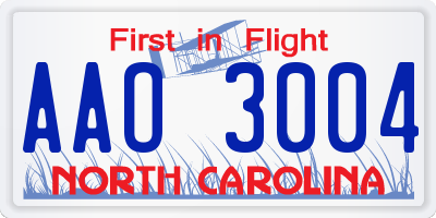 NC license plate AAO3004