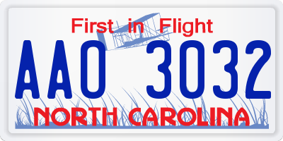 NC license plate AAO3032