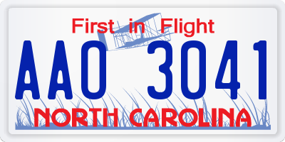 NC license plate AAO3041