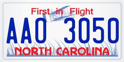 NC license plate AAO3050