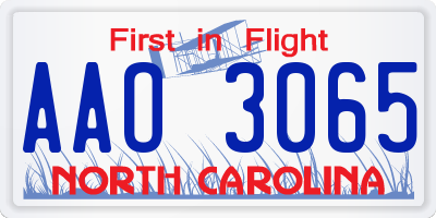 NC license plate AAO3065