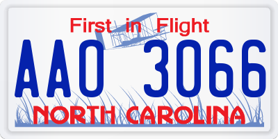NC license plate AAO3066