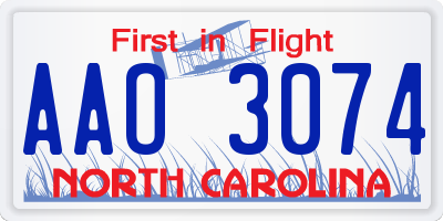 NC license plate AAO3074
