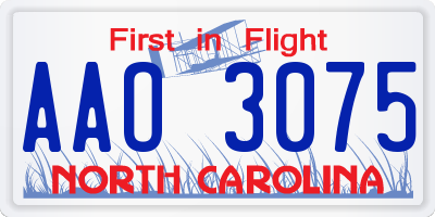 NC license plate AAO3075