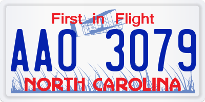 NC license plate AAO3079