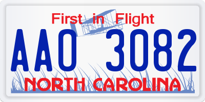 NC license plate AAO3082