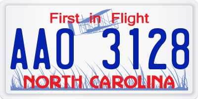 NC license plate AAO3128