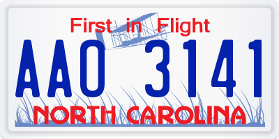 NC license plate AAO3141