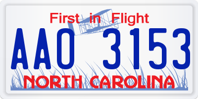 NC license plate AAO3153