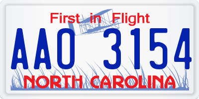 NC license plate AAO3154