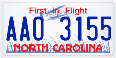 NC license plate AAO3155