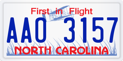 NC license plate AAO3157