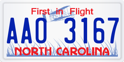 NC license plate AAO3167