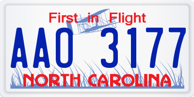 NC license plate AAO3177