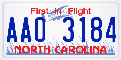 NC license plate AAO3184