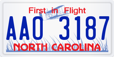 NC license plate AAO3187