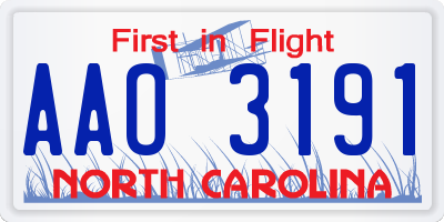 NC license plate AAO3191