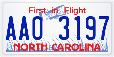 NC license plate AAO3197