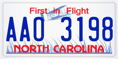 NC license plate AAO3198