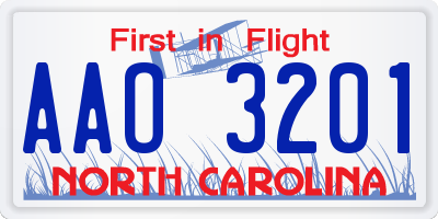 NC license plate AAO3201
