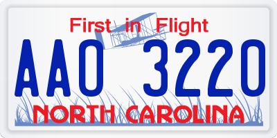 NC license plate AAO3220