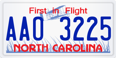 NC license plate AAO3225
