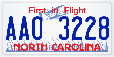NC license plate AAO3228