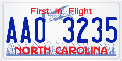 NC license plate AAO3235