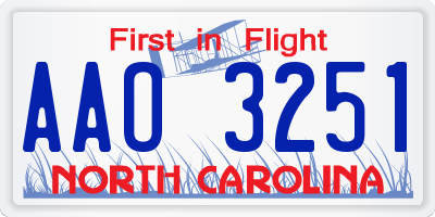 NC license plate AAO3251