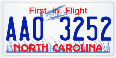NC license plate AAO3252