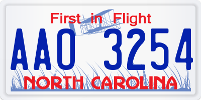 NC license plate AAO3254