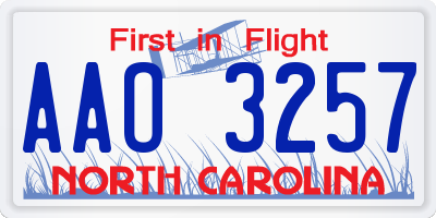 NC license plate AAO3257