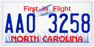NC license plate AAO3258